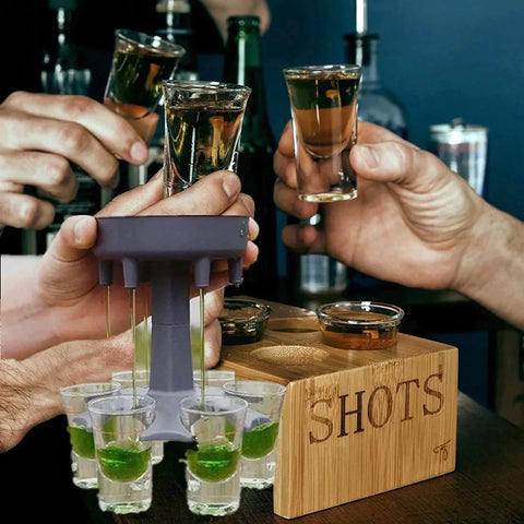 6 Shot Glass Dispenser Stand - Party Drinking Games