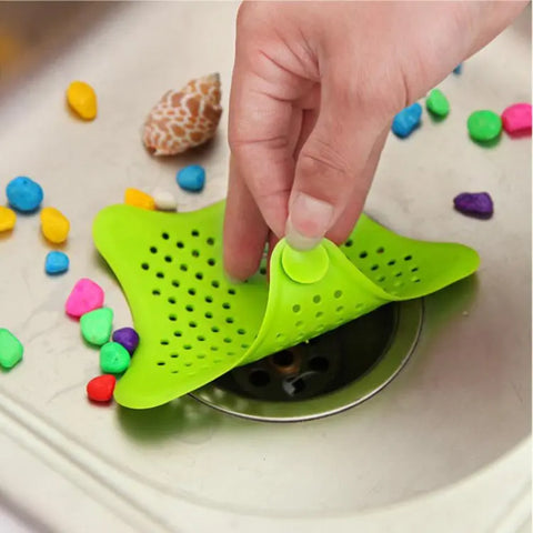 Silicone Star Rubber Sink Drainer Strainer Hair Stopper Five Star Hair Catcher Easy To Install Drain Filter Cover For Kitchen Basin Bathroom Drainers